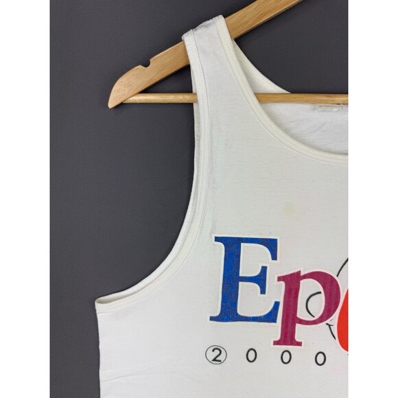 Vintage Y2K Walt Disney Mickey Mouse Epcot Center Tank Top Promo Art Logo White - Picture 6 of 15